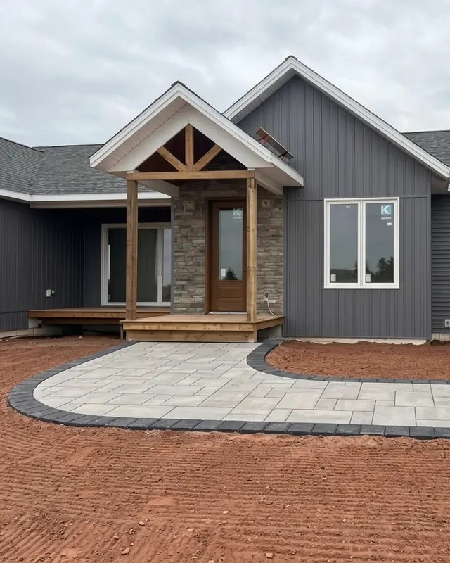 3D design: Paver landing and walkway with a charcoal border (New Glasgow)